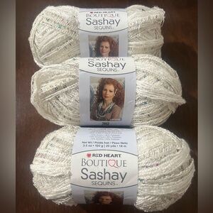 3 New Skeins of Red Heart Boutique Sashay Sequins Yarn Champagne